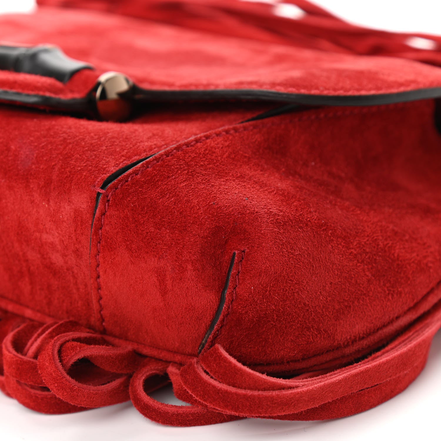 Gucci Suede Small Nouveau Fringe Shoulder Bag Red 10 of 11