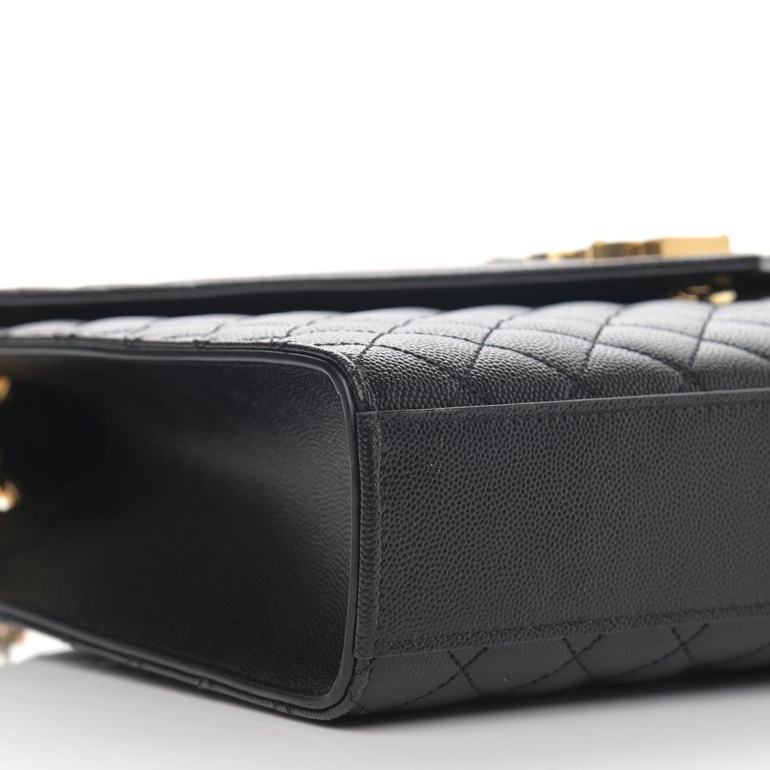 Saint Laurent Grain De Poudre Textured Mixed Matelasse Large Triquilt Monogram Satchel Black 10 of 11