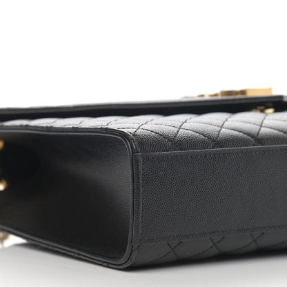 Saint Laurent Grain De Poudre Textured Mixed Matelasse Large Triquilt Monogram Satchel Black 10 of 11
