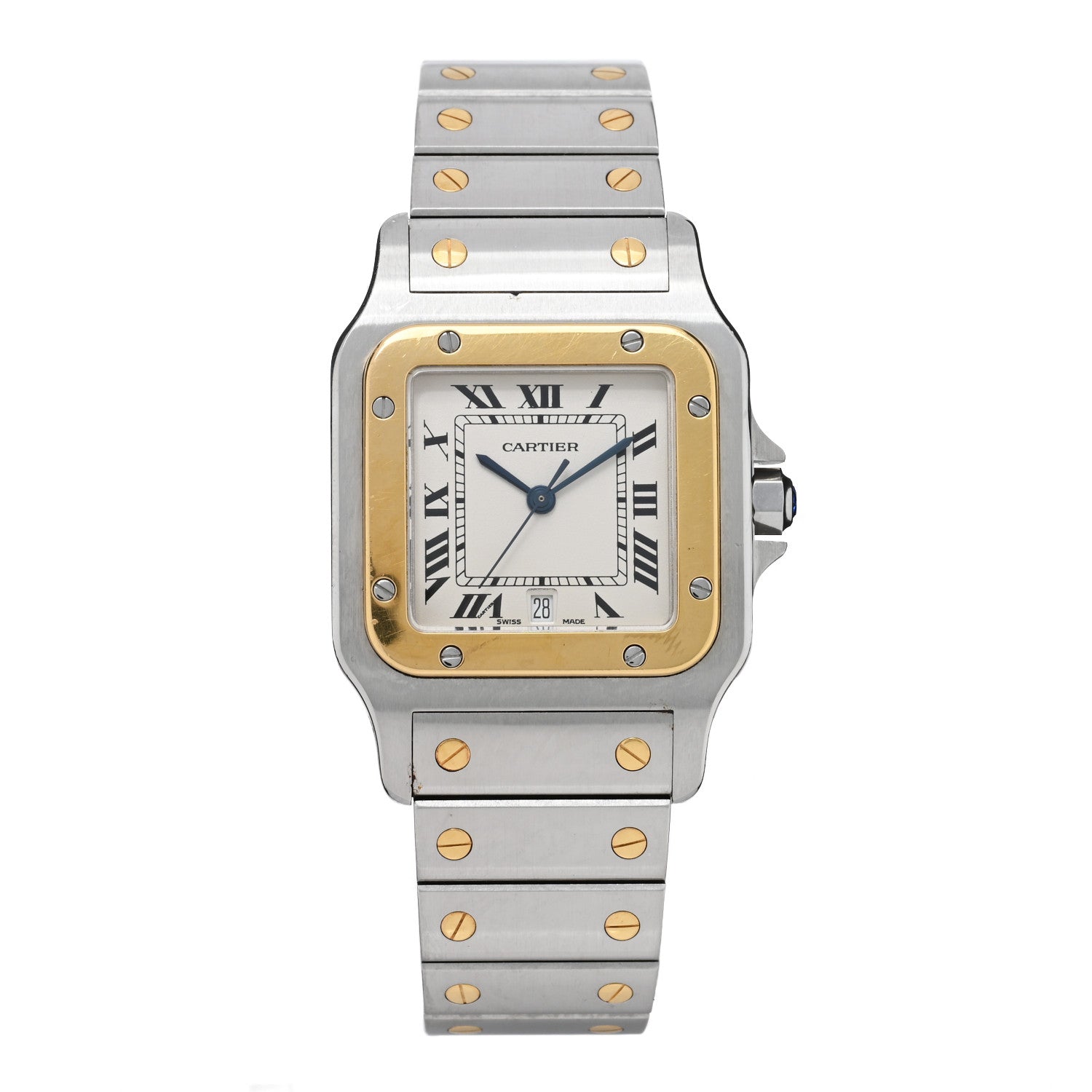 Cartier Stainless Steel 18K Yellow Gold 29mm Santos De Cartier Galbee Quartz Watch 1 of 4