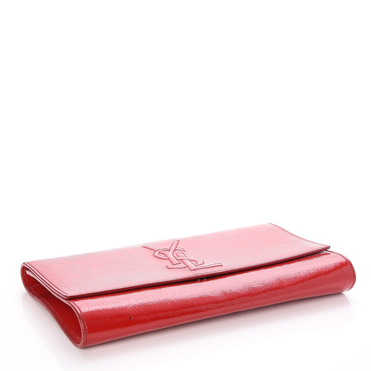 Saint Laurent Textured Patent Monogram Large Belle De Jour Clutch Red 4 of 10