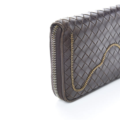 Bottega Veneta Nappa Intrecciato Zip Around Chain Wallet Ebano 20 of 20