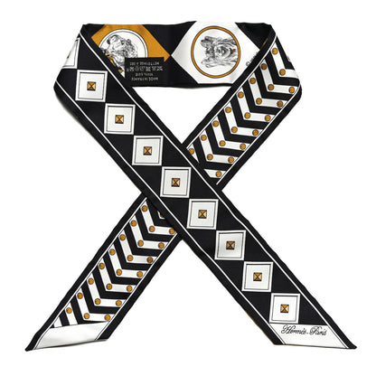 Hermes Silk Colliers et Chiens Twilly Black Gold White 1 of 4