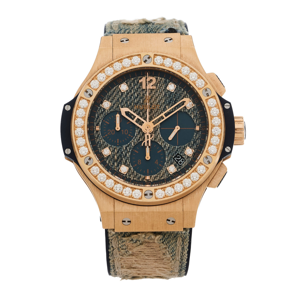 18K Rose Gold Rubber Diamond 41mm Big Bang Jeans Automatic Watch 341.PL.2780.NR.1204