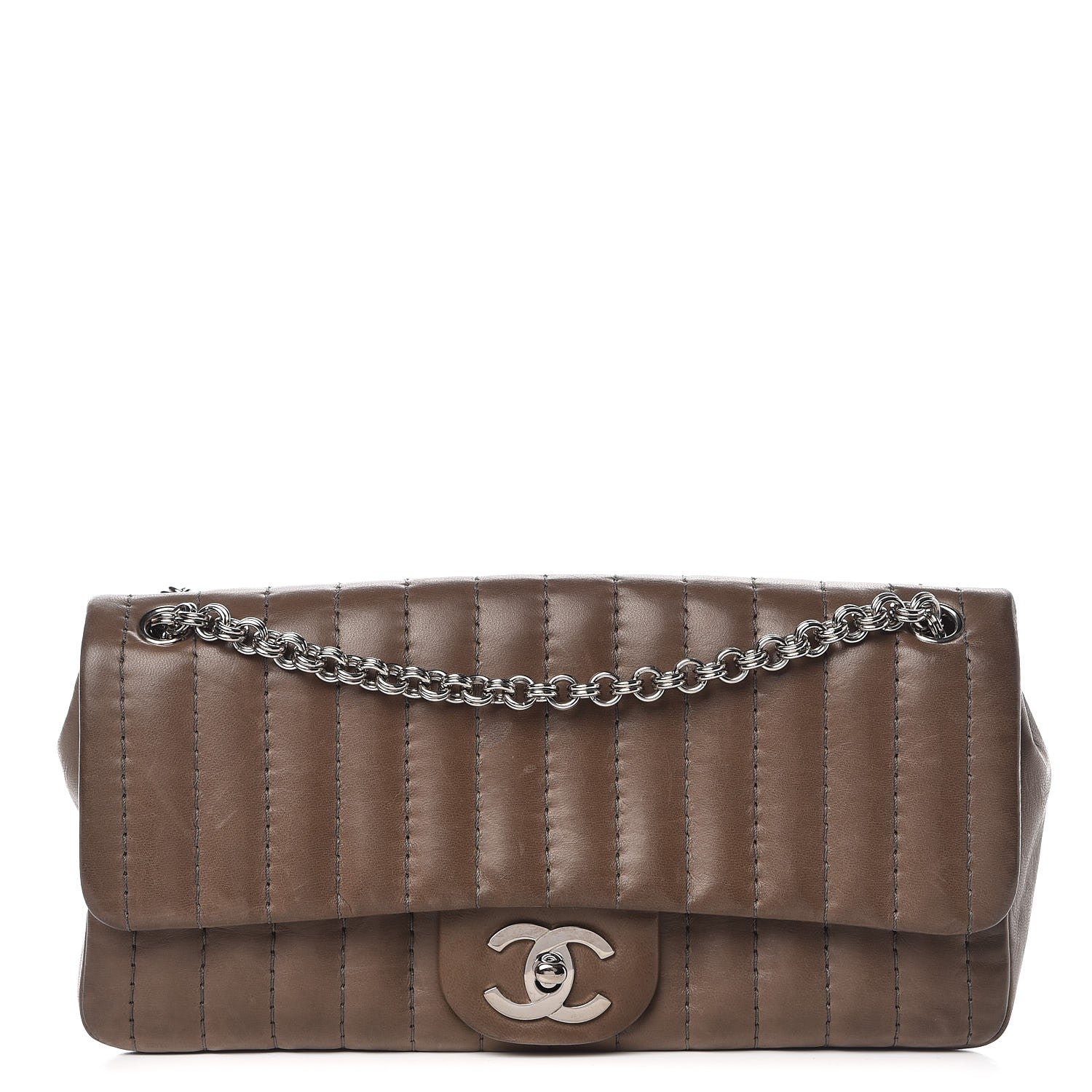 Chanel Lambskin Vertical Quilted East West Flap Brown 1 of 14