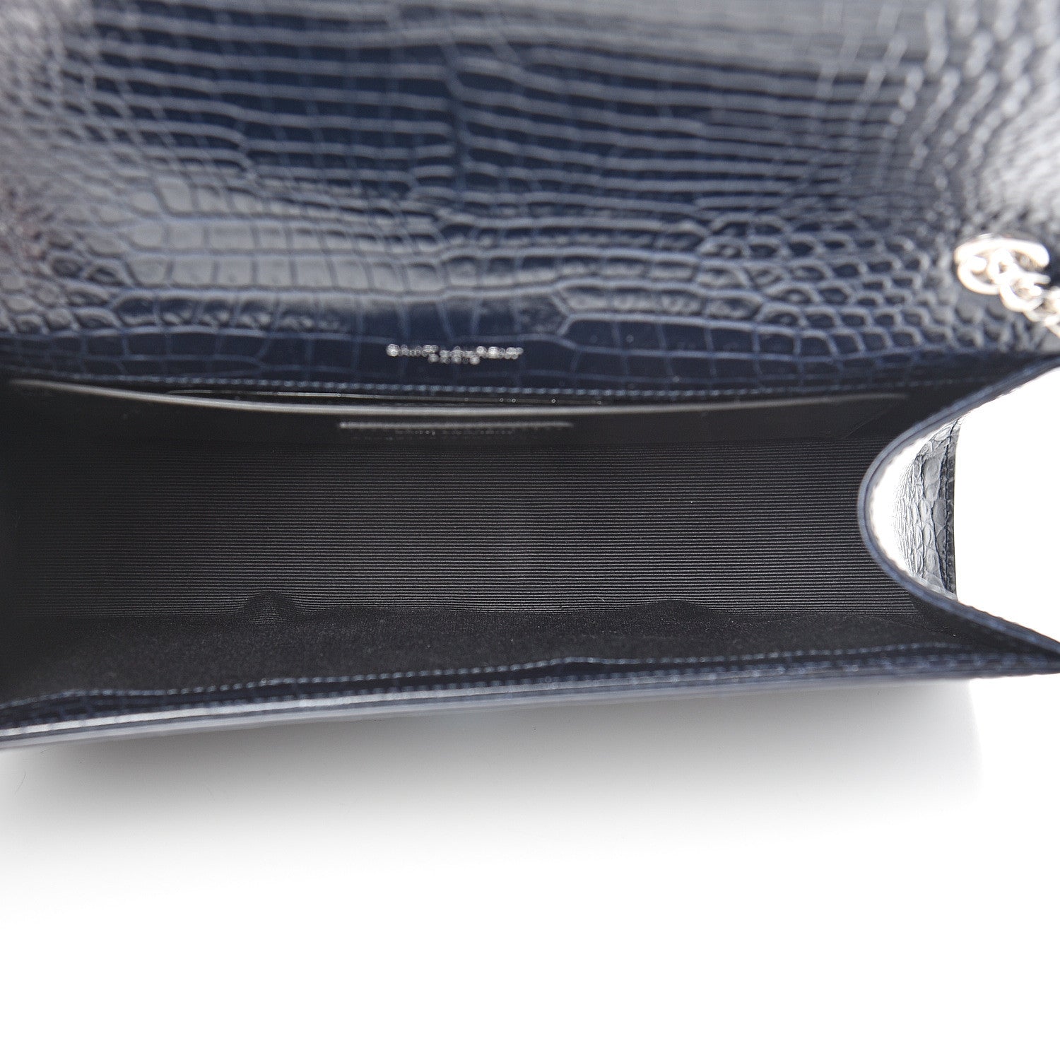Saint Laurent Calfskin Crocodile Embossed Medium Classic Monogram Kate Tassel Satchel Blue Sapphire 4 of 10