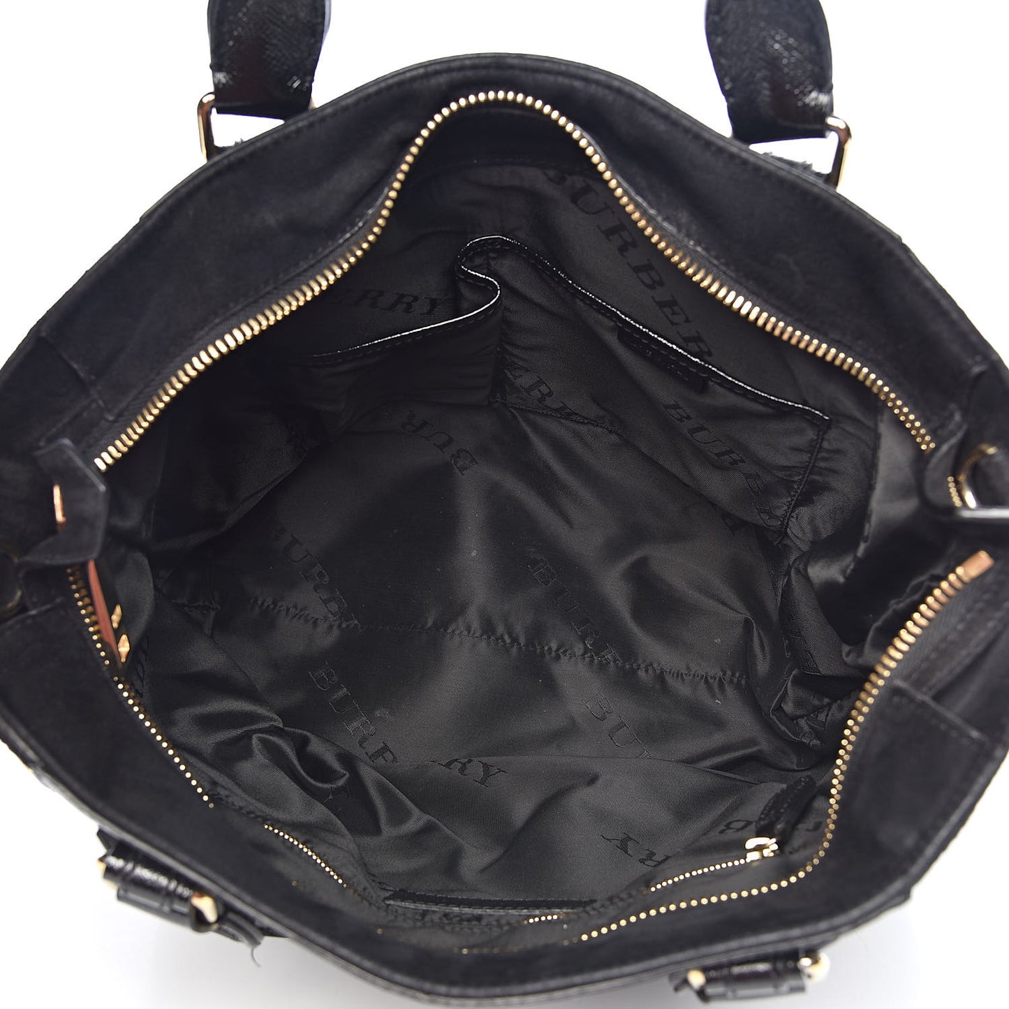 Patent Suede Zip Detail Tote Black
