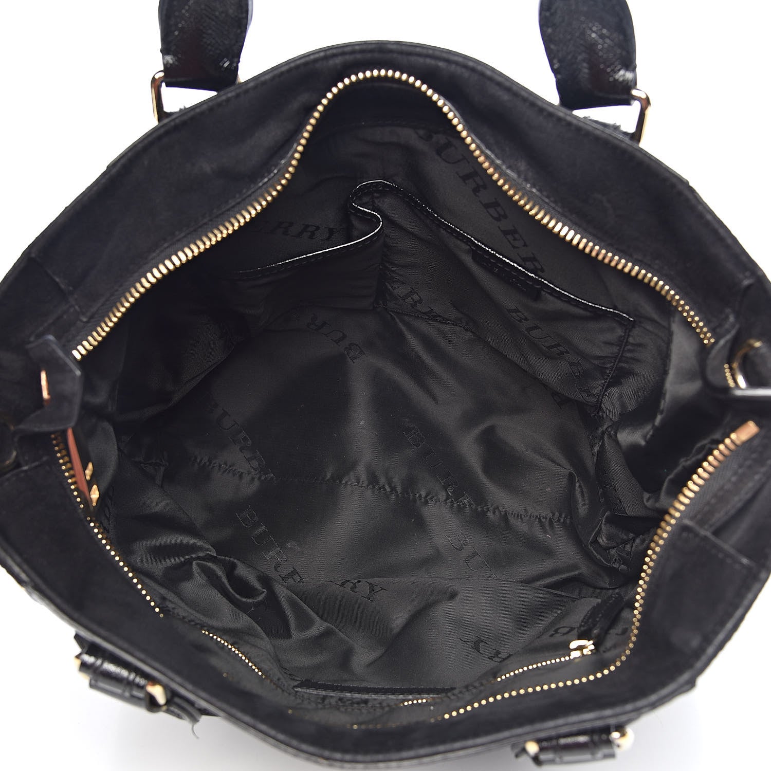Burberry Patent Suede Zip Detail Tote Black 5 of 13