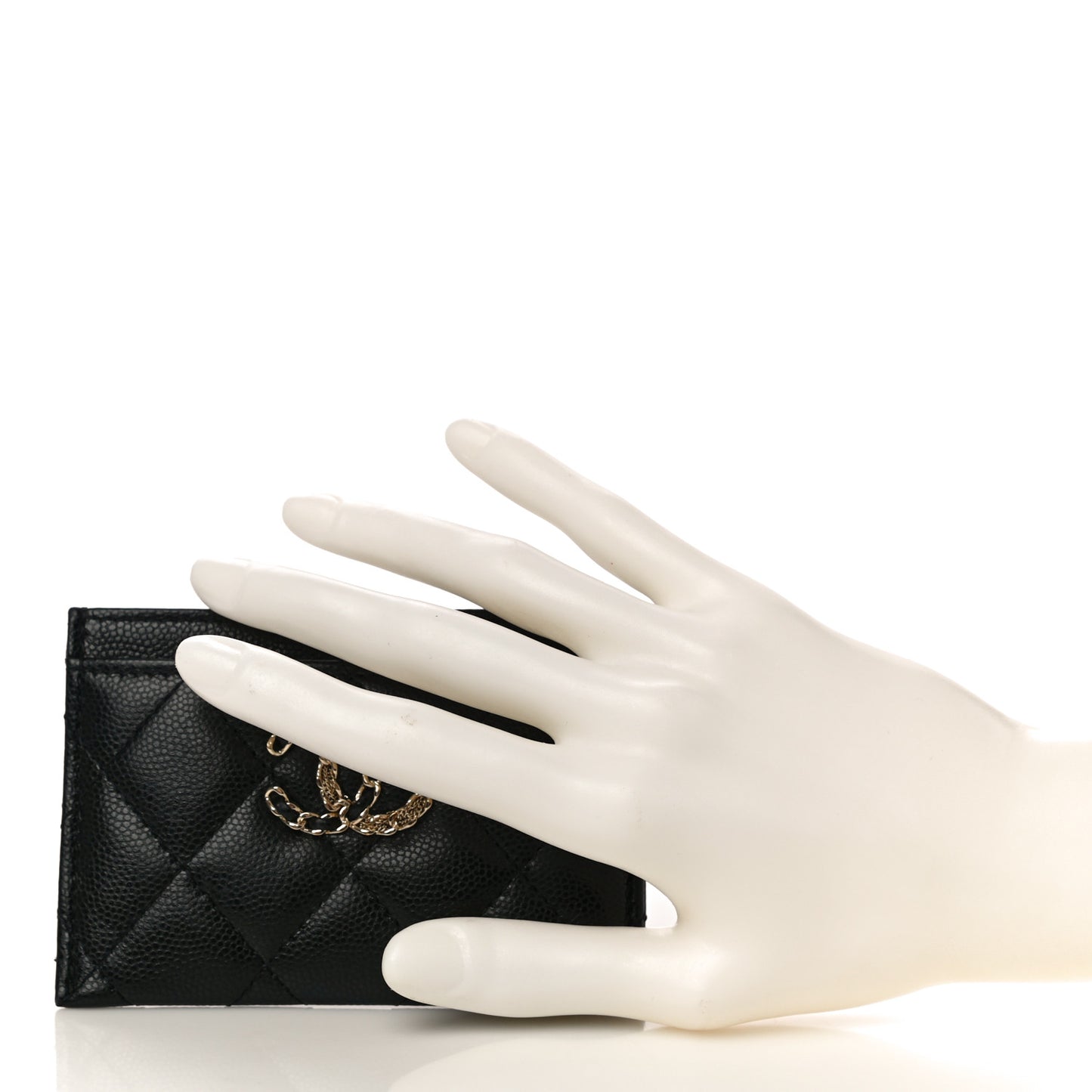 Caviar Quilted French New Wave Card Holder Black