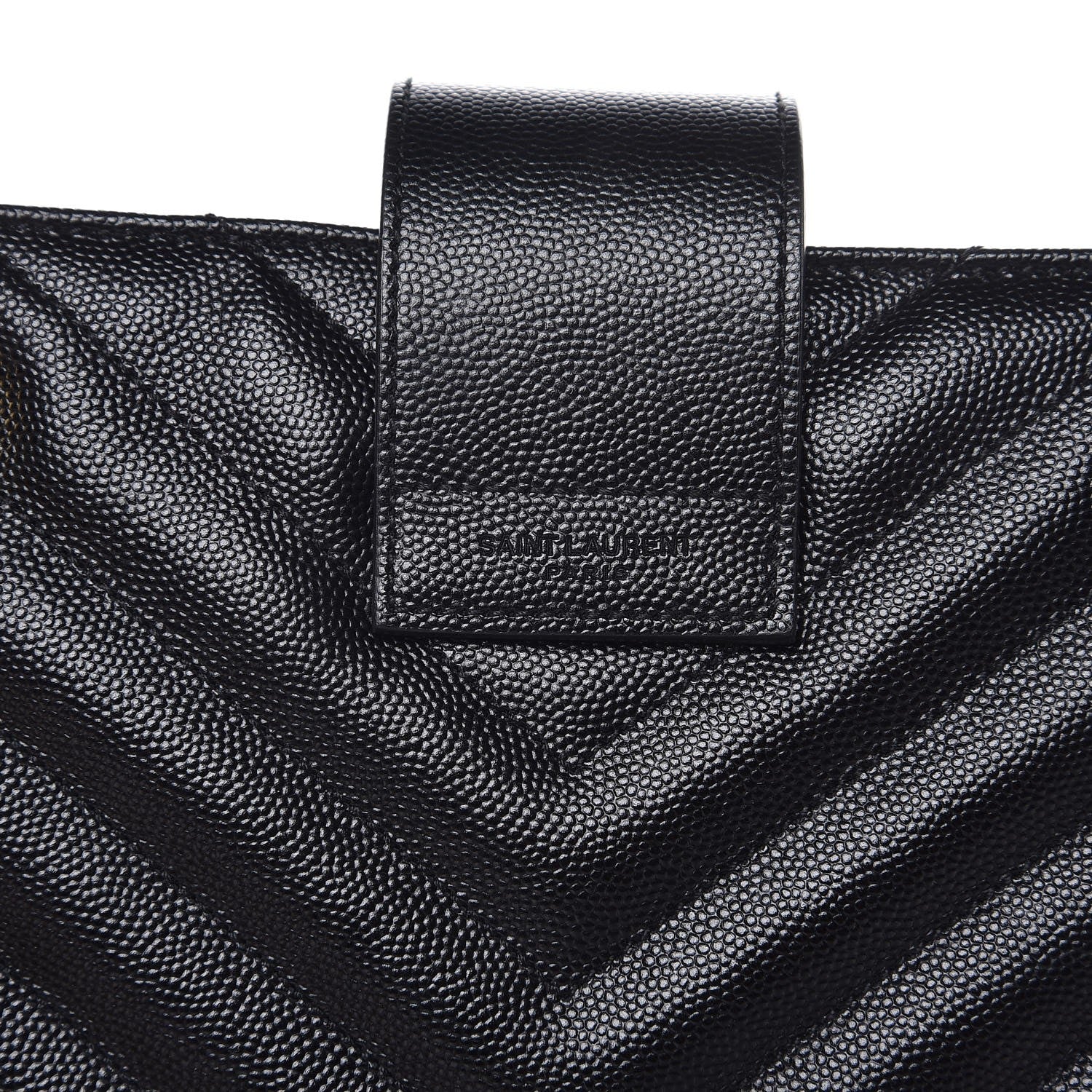 Saint Laurent Grain De Poudre Matelasse Chevron Monogram Shopping Bag Black 8 of 13