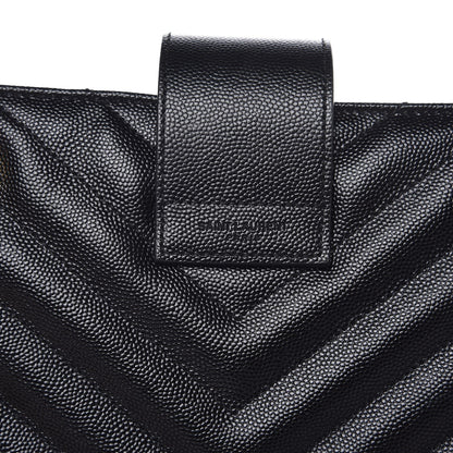 Saint Laurent Grain De Poudre Matelasse Chevron Monogram Shopping Bag Black 8 of 13