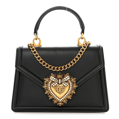 Dolce & Gabbana Smooth Calfskin Small Devotion Envelope Top Handle Bag Black 1 of 9