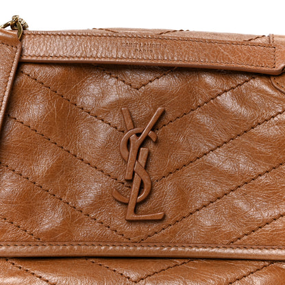 Saint Laurent Crinkled Calfskin Matelasse Monogram Baby Niki Chain Satchel Light Caramel 8 of 10