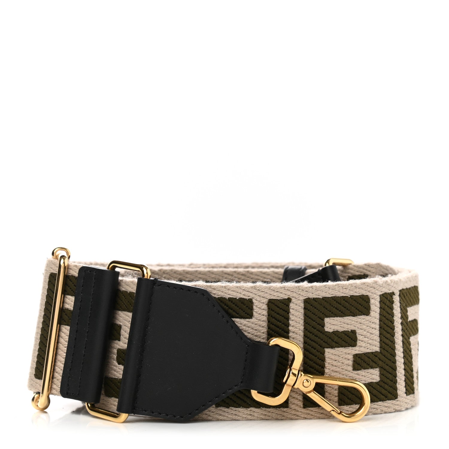 Fendi Ribbon Vitello Century FF 1974 Adjustable Strap You Nuvola Verde Black 1 of 5