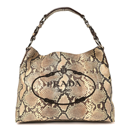 Prada Snakeskin Logo Sacca Hobo Roccia 1 of 9