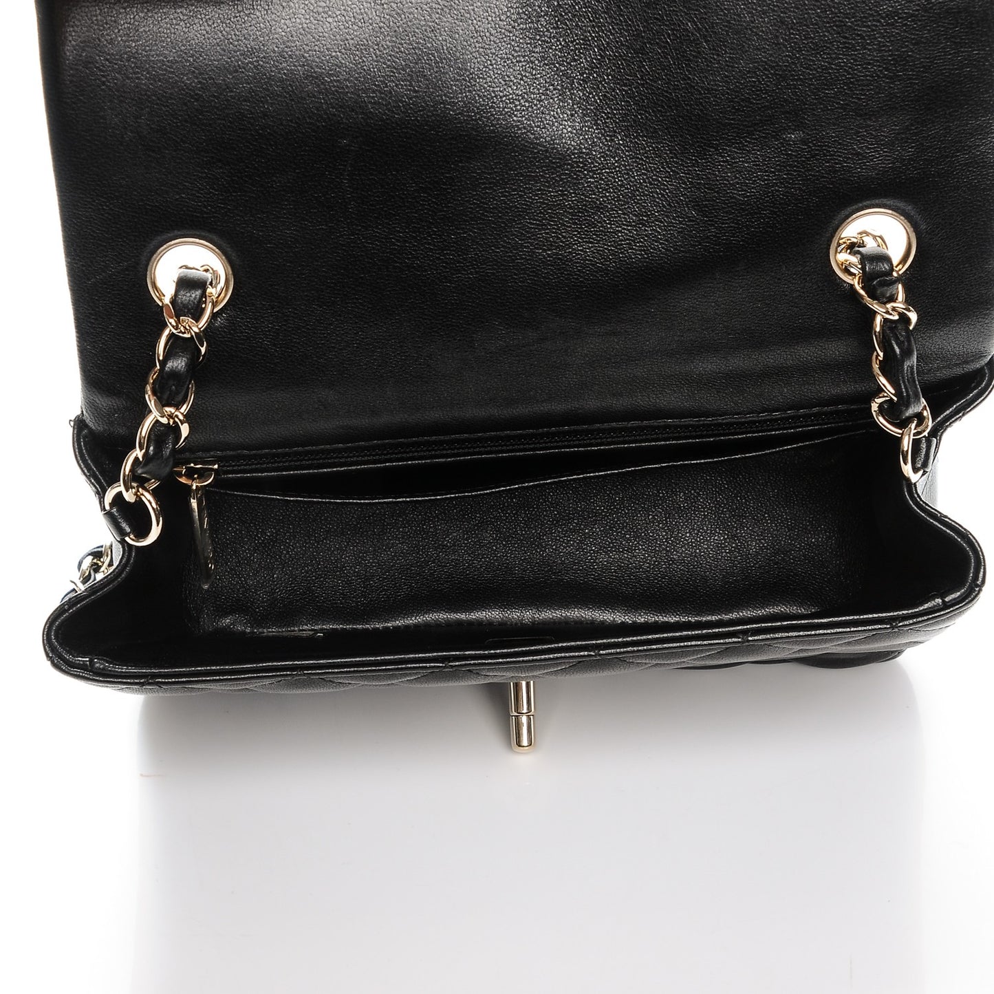 Lambskin Quilted Mini Rectangular Flap Black