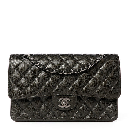 Chanel Metallic Caviar Quilted Medium Double Flap Dark Charcoal 1 of 11