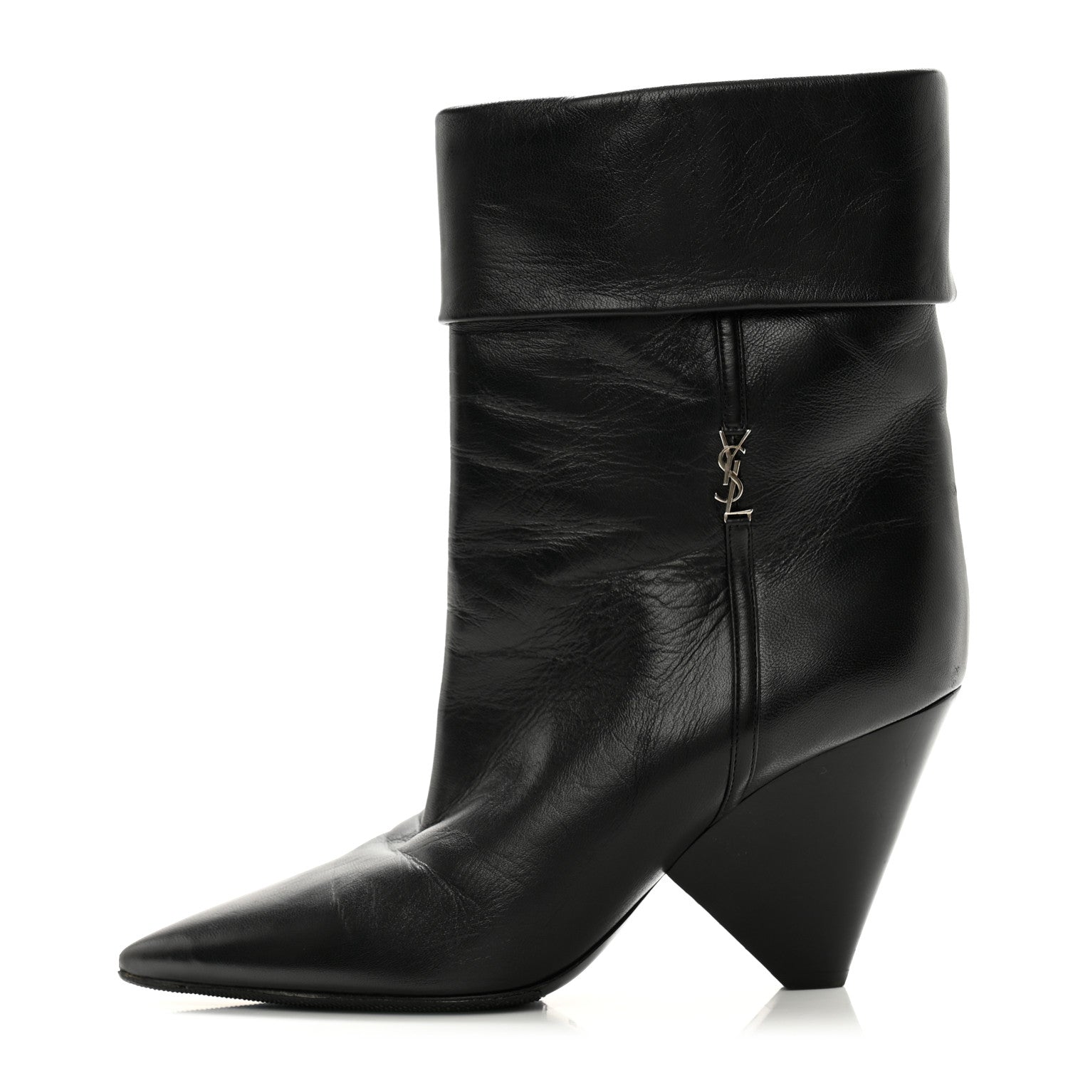 Saint Laurent Lambskin Liz 85 Wedge Booties 39 Black 1 of 11