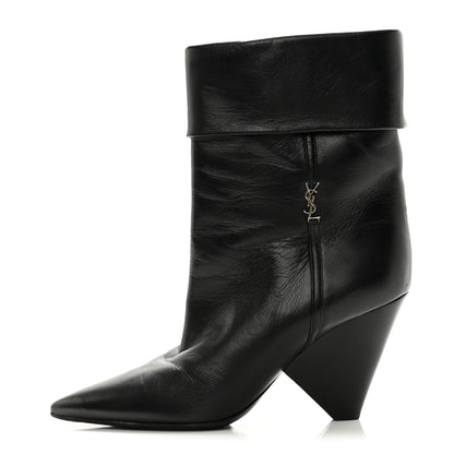 Saint Laurent Lambskin Liz 85 Wedge Booties 39 Black 1 of 11