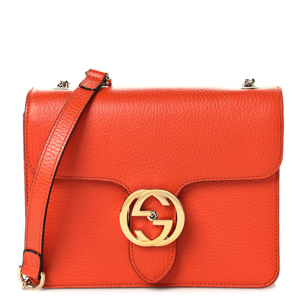 Gucci Dollar Calfskin Small Interlocking G Shoulder Bag Sun Orange 1 of 10