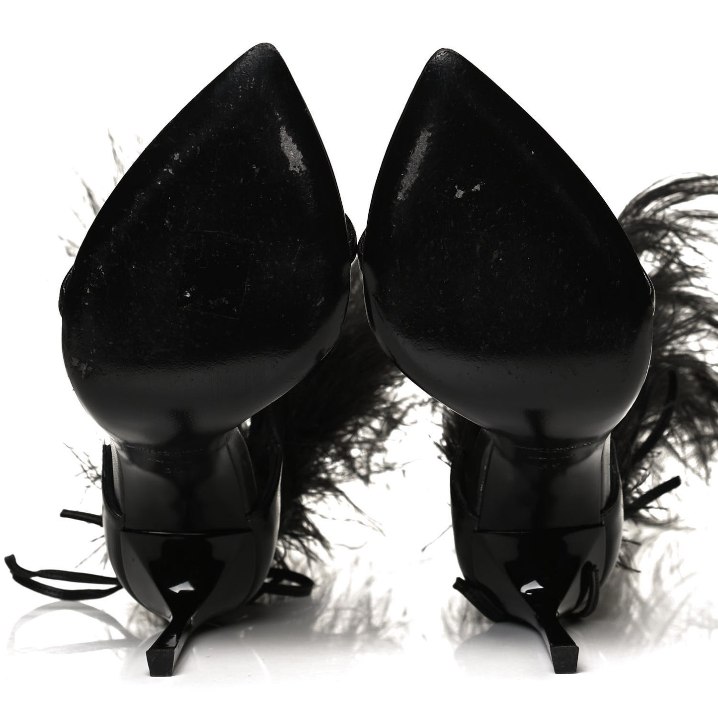 Feather Embellished Calfskin Talitha Ankle-Wrap Sandals 39 Black