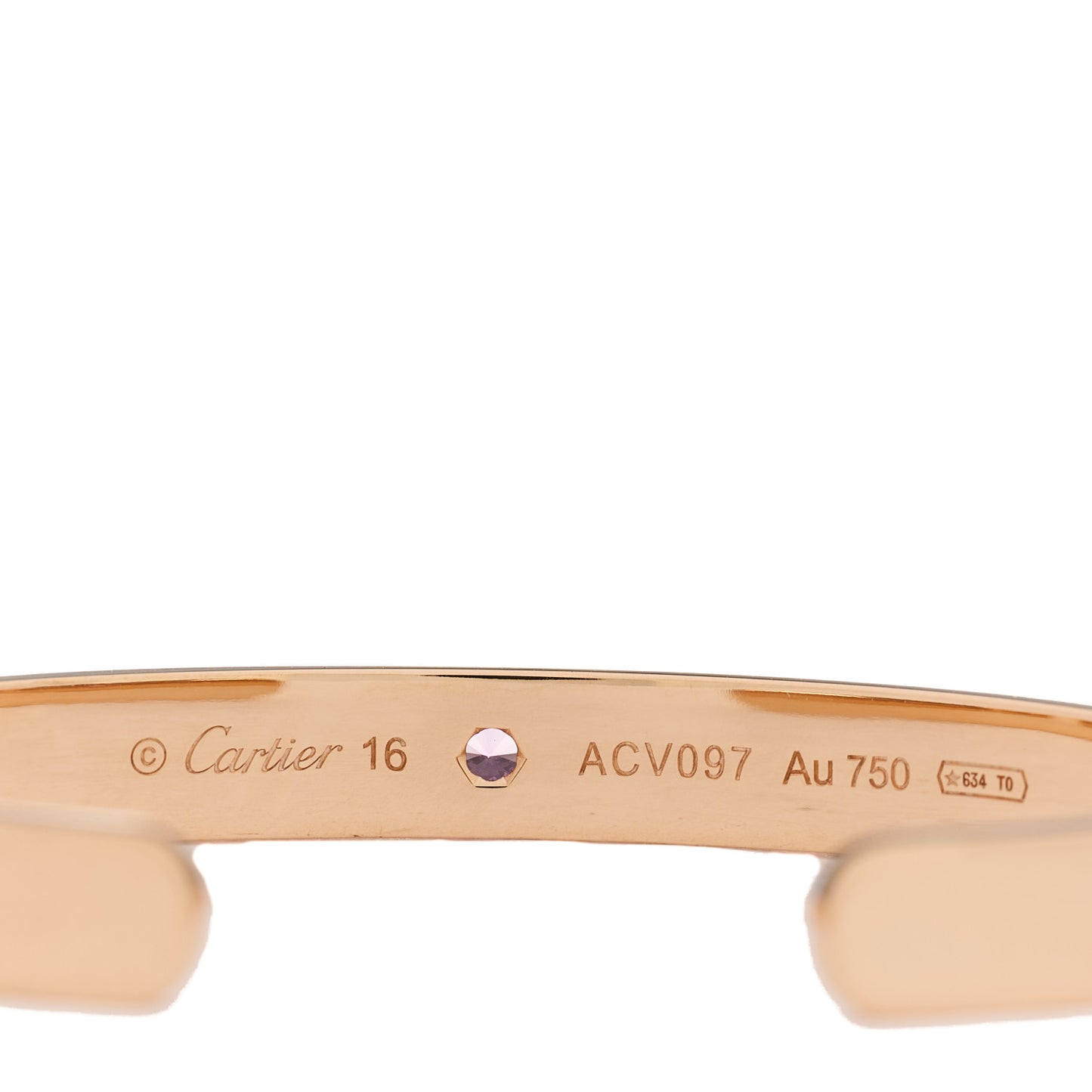 18K Pink Gold Pink Sapphire LOVE Cuff Bracelet 16