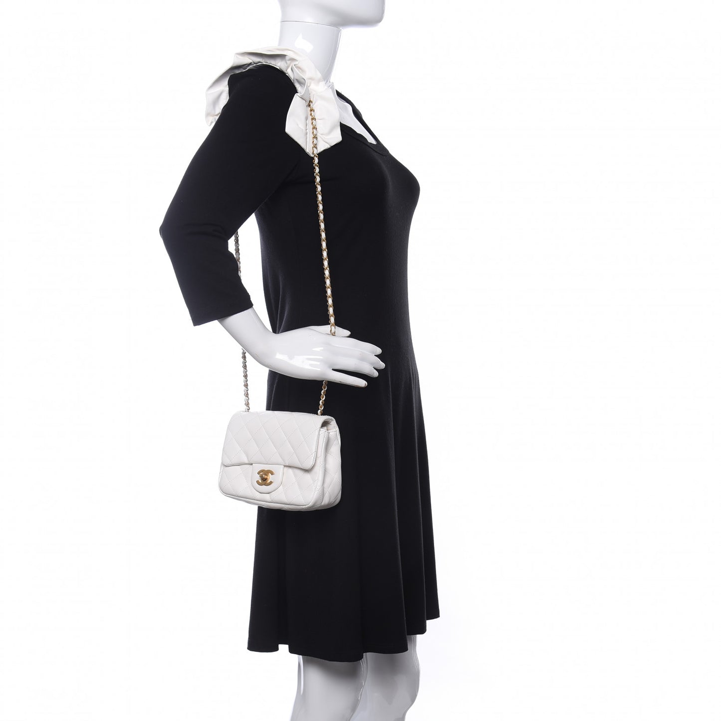 Calfskin Quilted Mini Romance Square Flap White