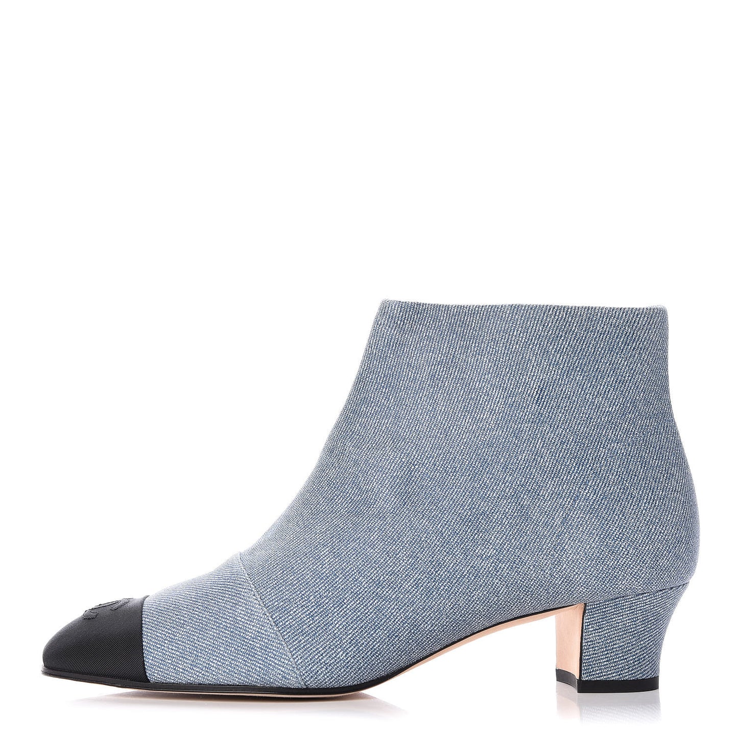 Denim Grosgrain Cap Toe Short Boots 39.5 Blue