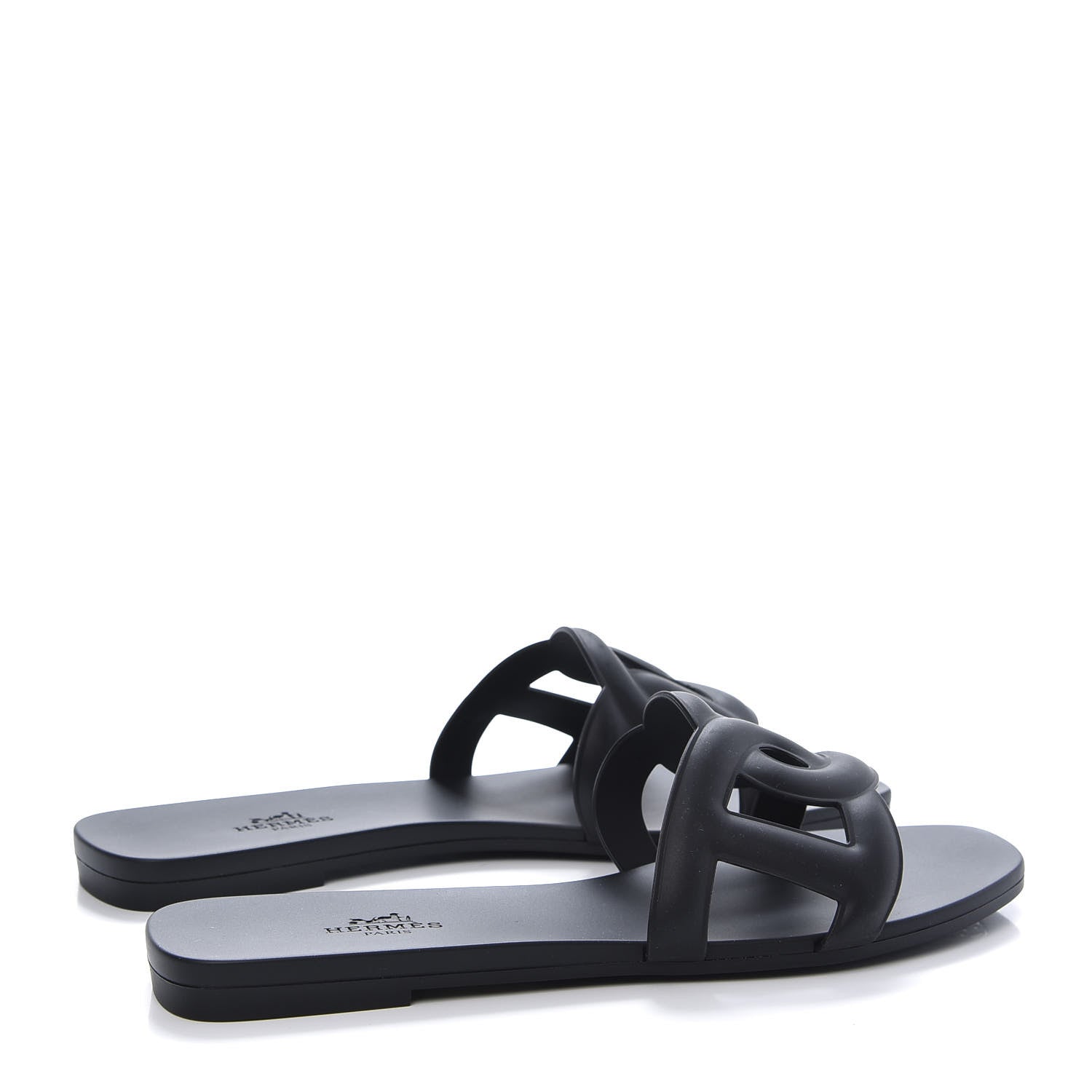 Hermes Rubber Aloha Sandals 37 Black 4 of 9