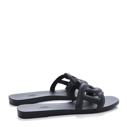Hermes Rubber Aloha Sandals 37 Black 4 of 9