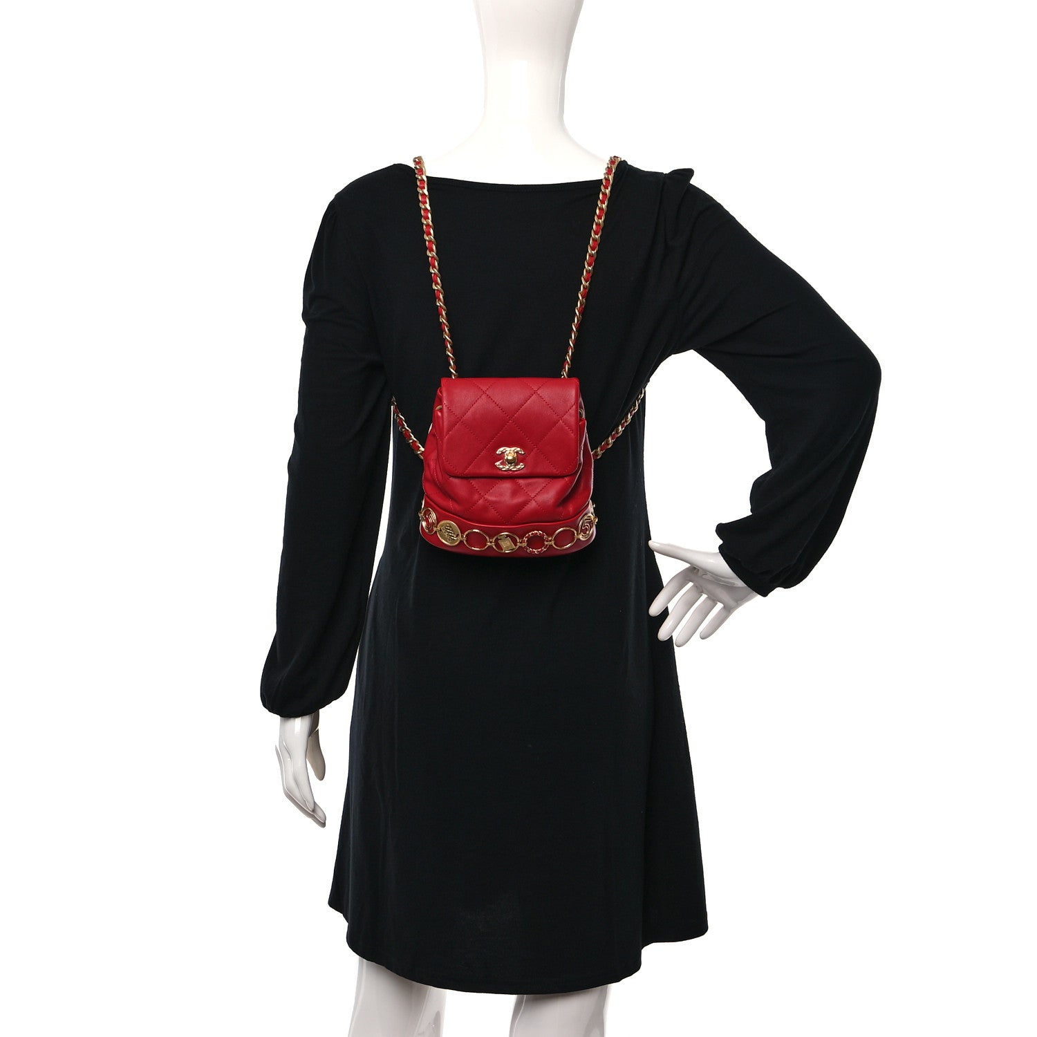 Chanel Calfskin Quilted Small Charms Backpack Red 2 of 9