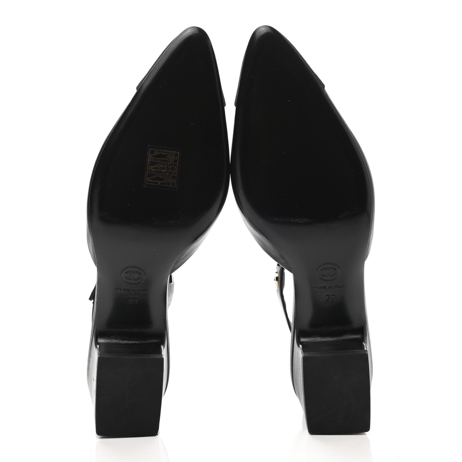 Chanel Lambskin Grosgrain Cap Toe Logo Ankle Strap Pumps 39 Black 5 of 9