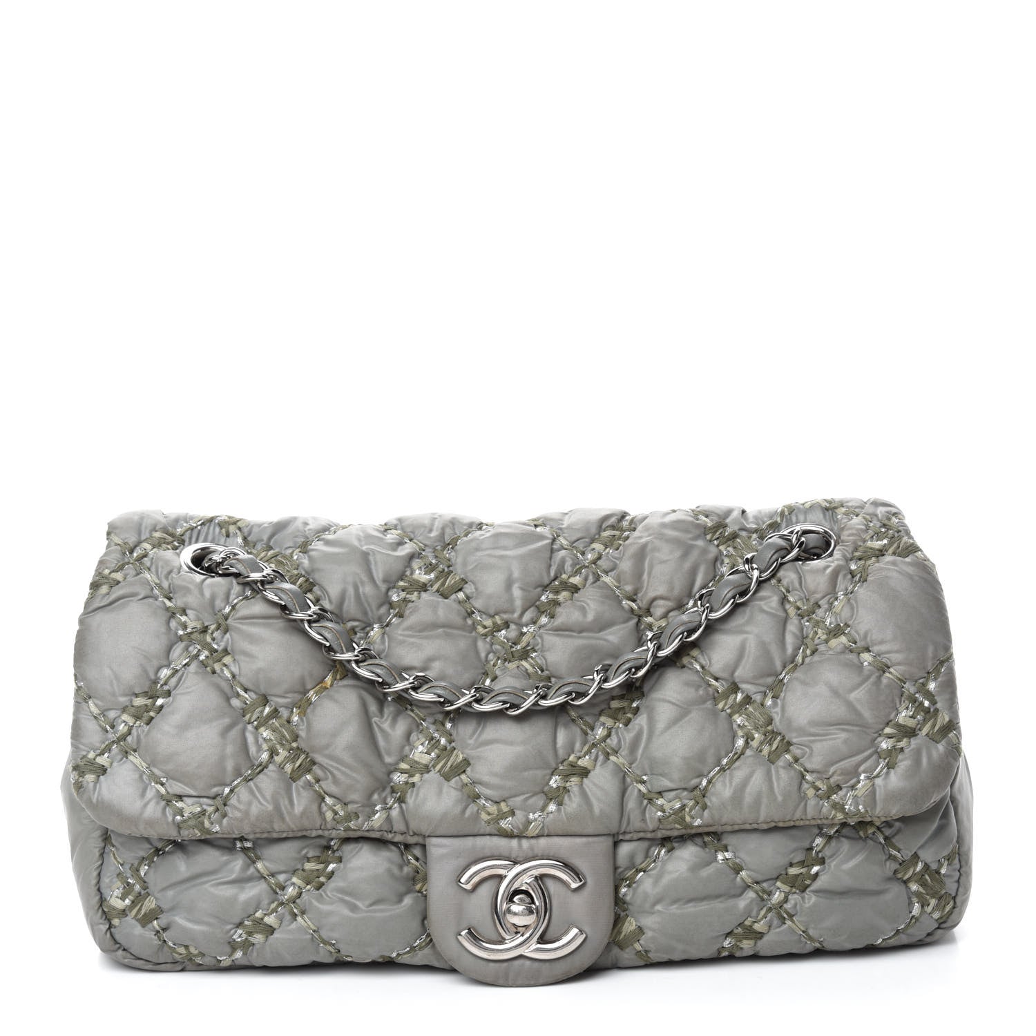 Chanel Nylon Quilted Medium Tweed on Stitch Bubble Flap Grey 1 of 9