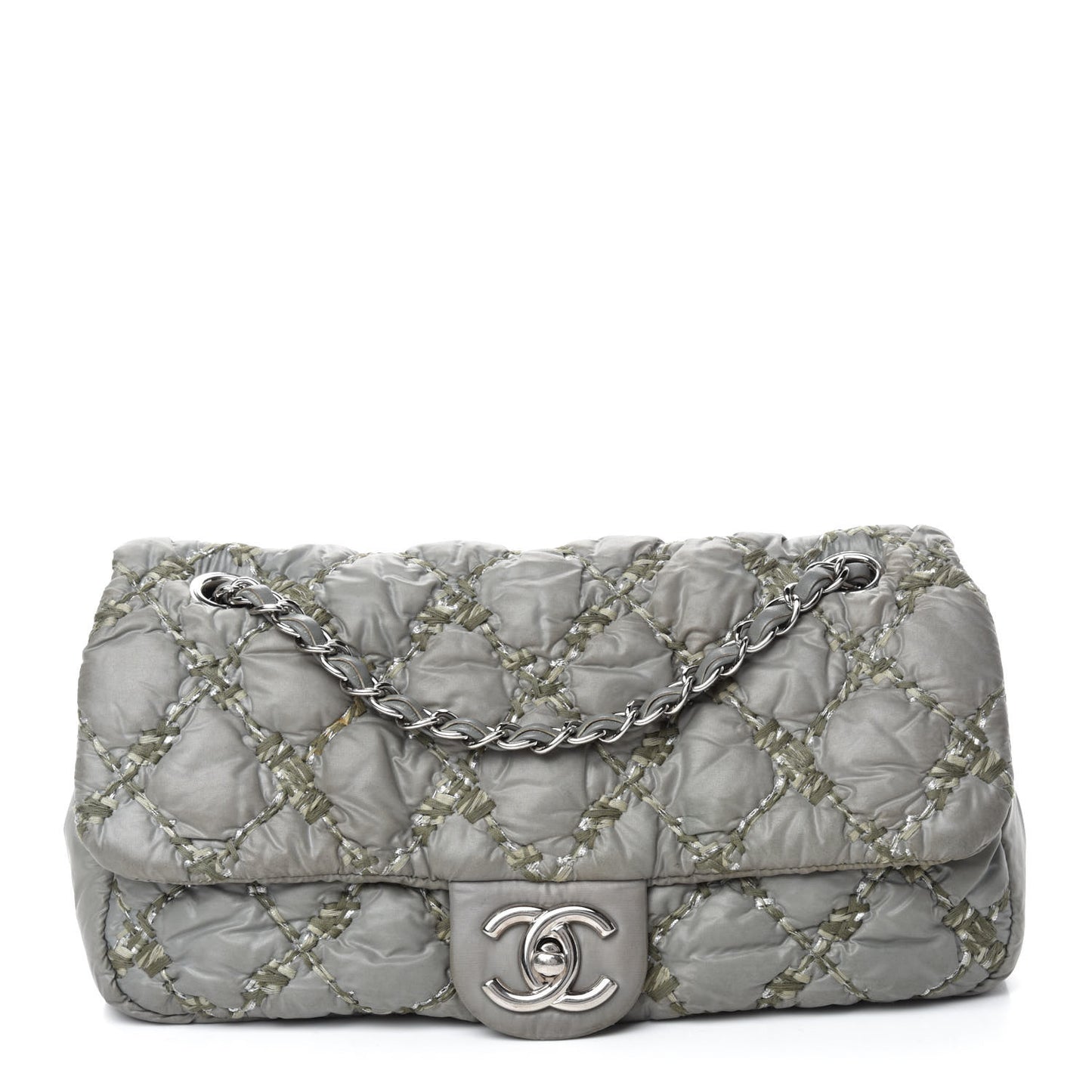 Nylon Quilted Medium Tweed on Stitch Bubble Flap Grey