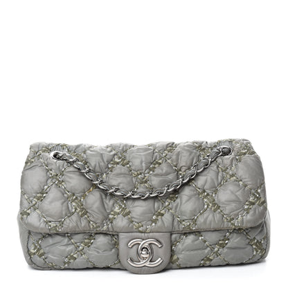 Chanel Nylon Quilted Medium Tweed on Stitch Bubble Flap Grey 1 of 9