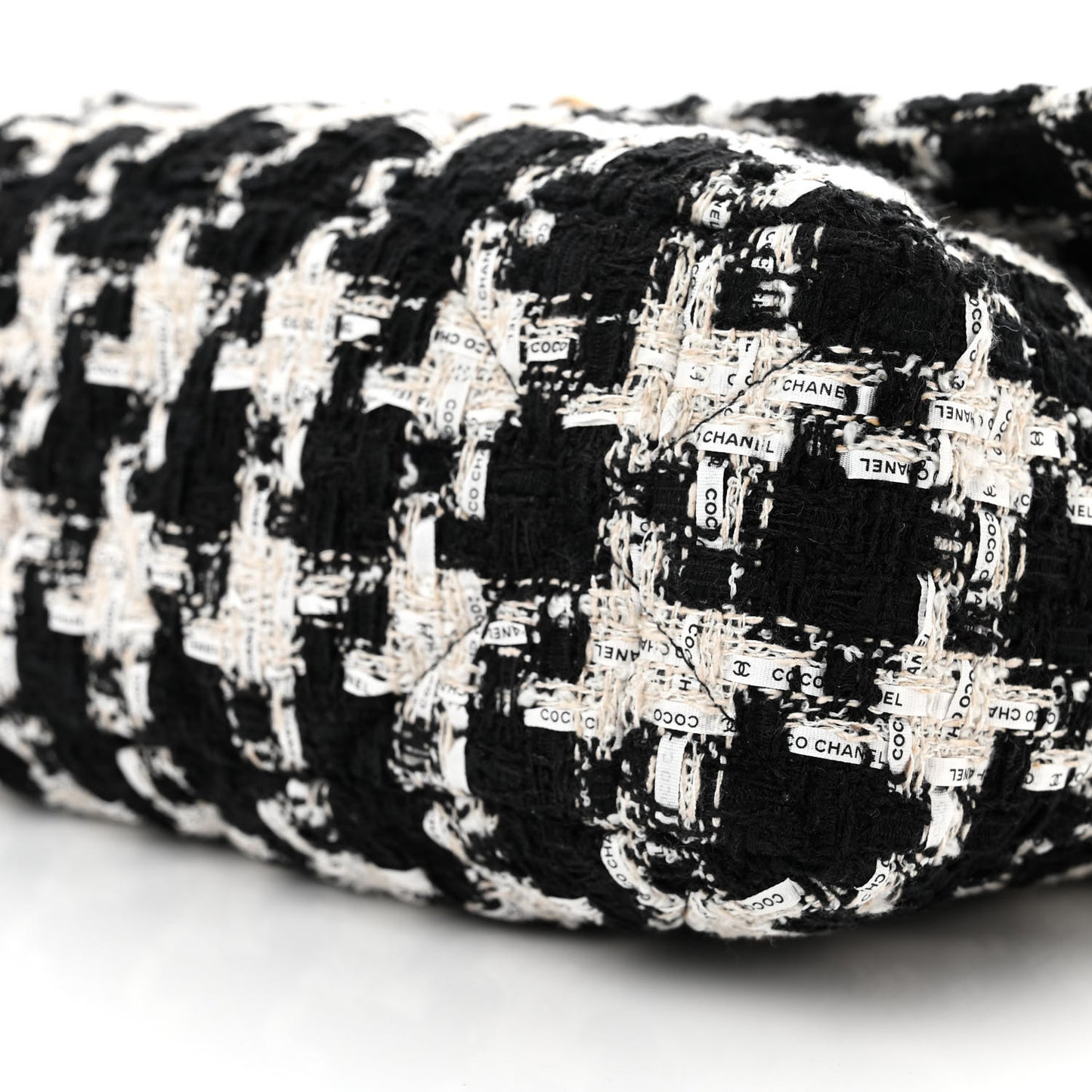 Tweed Quilted Large Chanel 19 Flap Black Ecru White