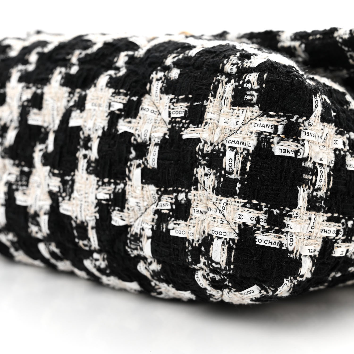 Chanel Tweed Quilted Large Chanel 19 Flap Black Ecru White 10 of 11