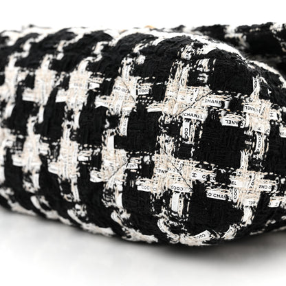 Chanel Tweed Quilted Large Chanel 19 Flap Black Ecru White 10 of 11