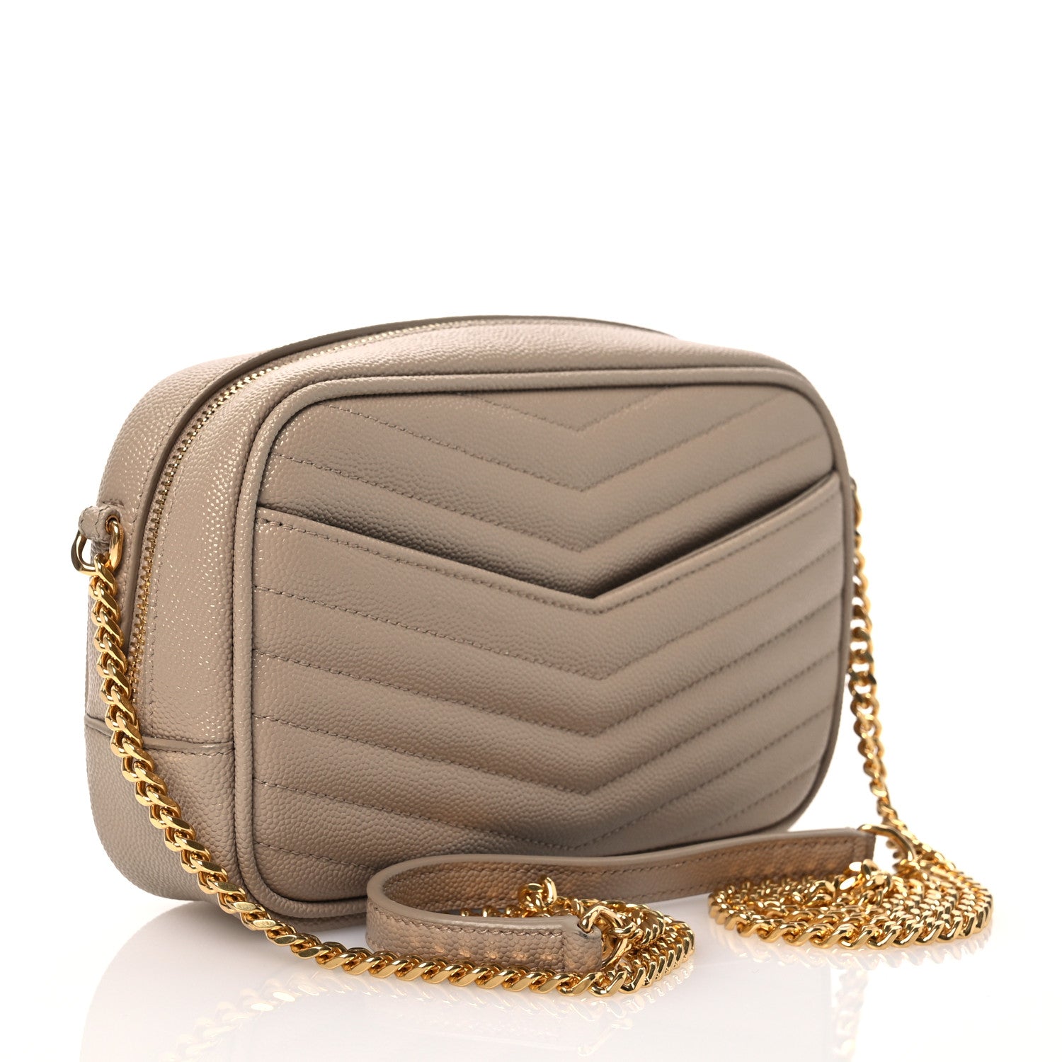 Saint Laurent Grain De Poudre Matelasse Monogram Mini Lou Camera Bag Dark Beige 3 of 11