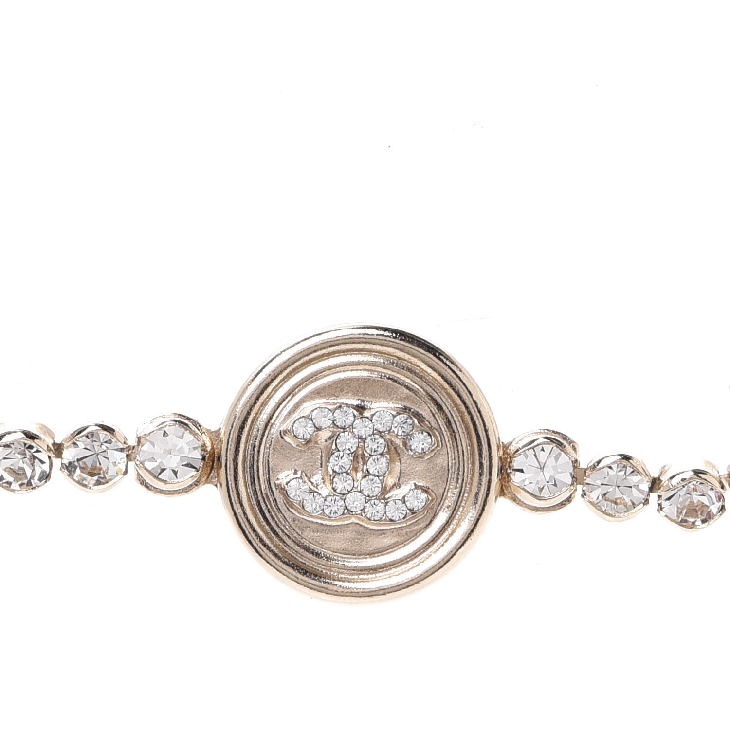 Chanel Crystal CC Chain Short Necklace Gold 4 of 6