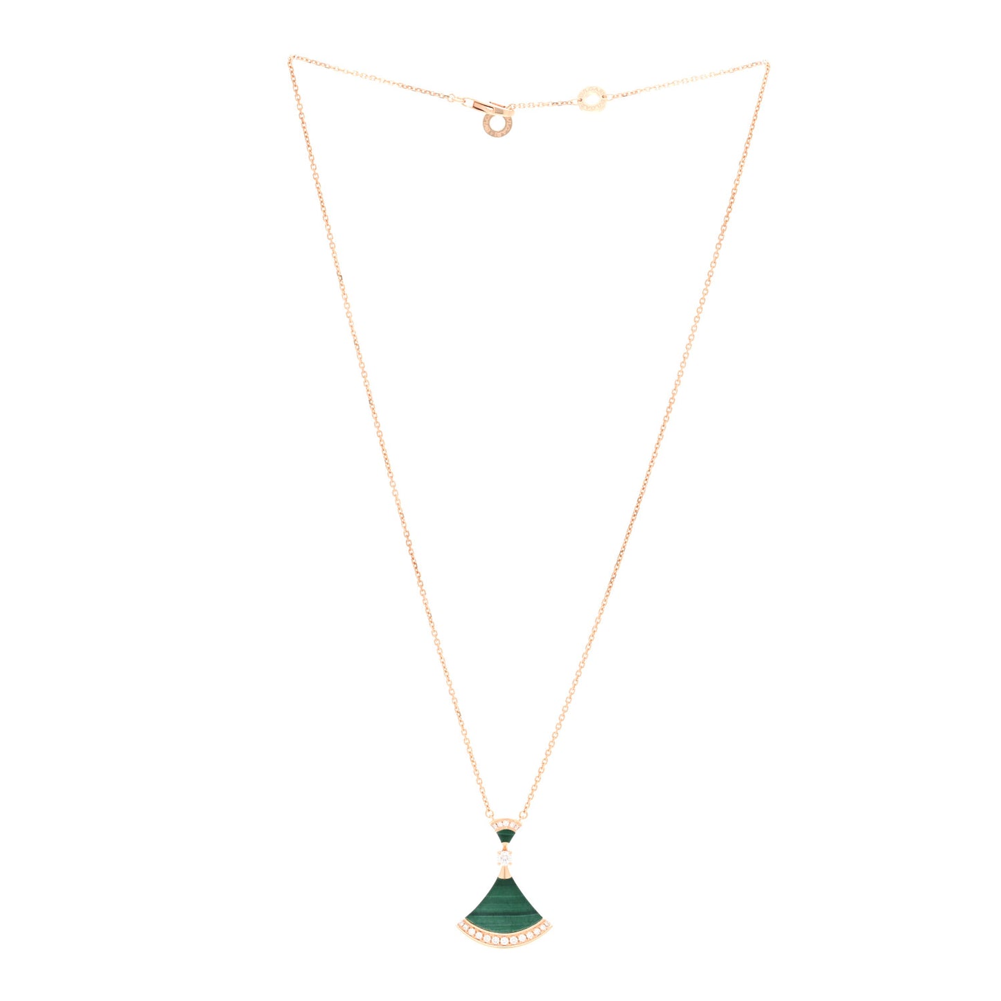 18K Rose Gold Diamond Malachite Divas' Dream Pendant Necklace