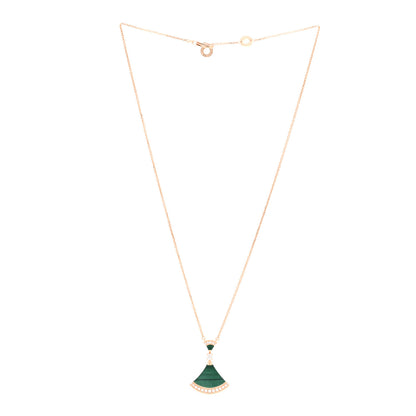 Bulgari 18K Rose Gold Diamond Malachite Divas' Dream Pendant Necklace 3 of 4