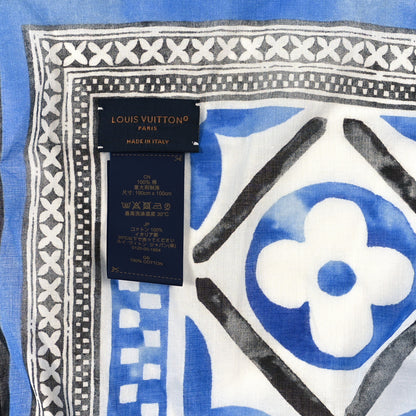 Louis Vuitton Cotton Monogram Giant By The Pool Square Scarf Blue 3 of 3