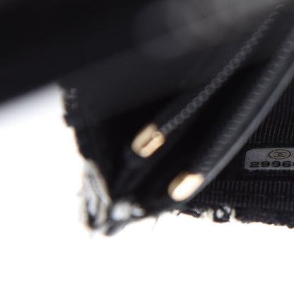 Chanel Tweed Quilted Wallet On Chain WOC Black Ecru White 10 of 12