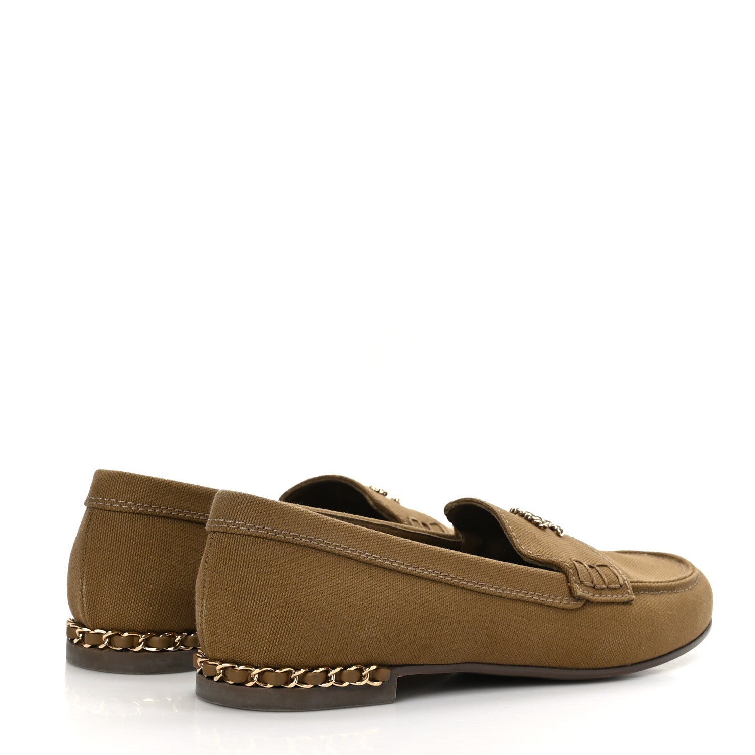 Chanel Canvas CC Chain Mocassin Loafers 36.5 Brown 4 of 8