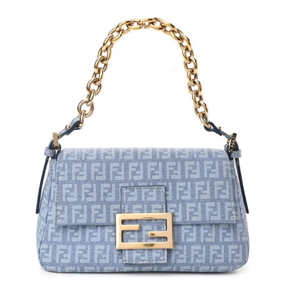 Fendi Zucchino Spalmati Forever Mini Mama Baguette Celeste 1 of 9