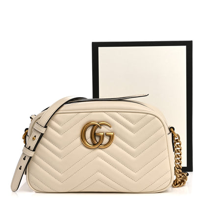 Gucci Calfskin Matelasse Small GG Marmont Chain Shoulder Bag White 12 of 12