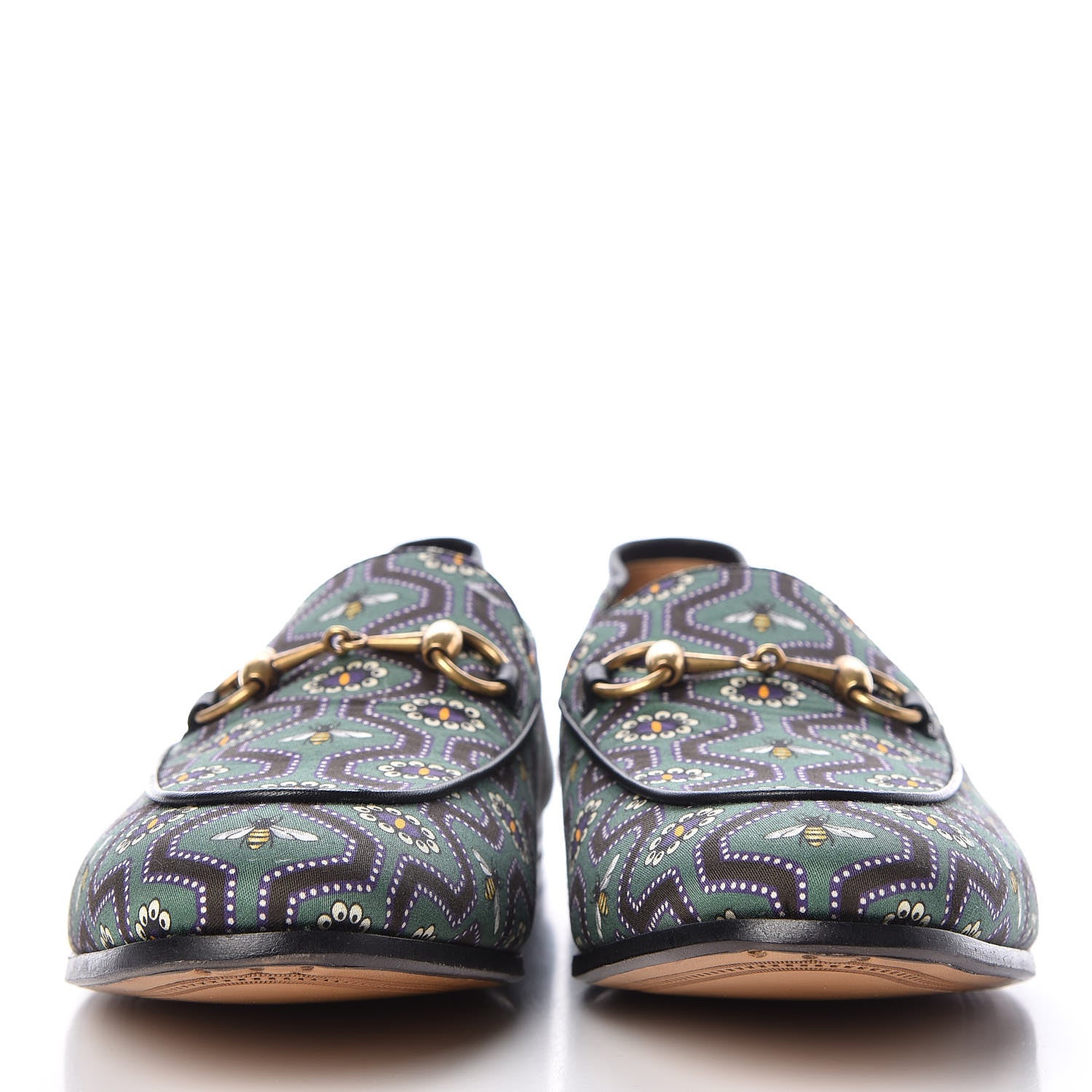 Gucci Canvas Lambskin Pearl Eyes Bees Mens Brixton Horsebit Loafers 8 Holly Black 2 of 7