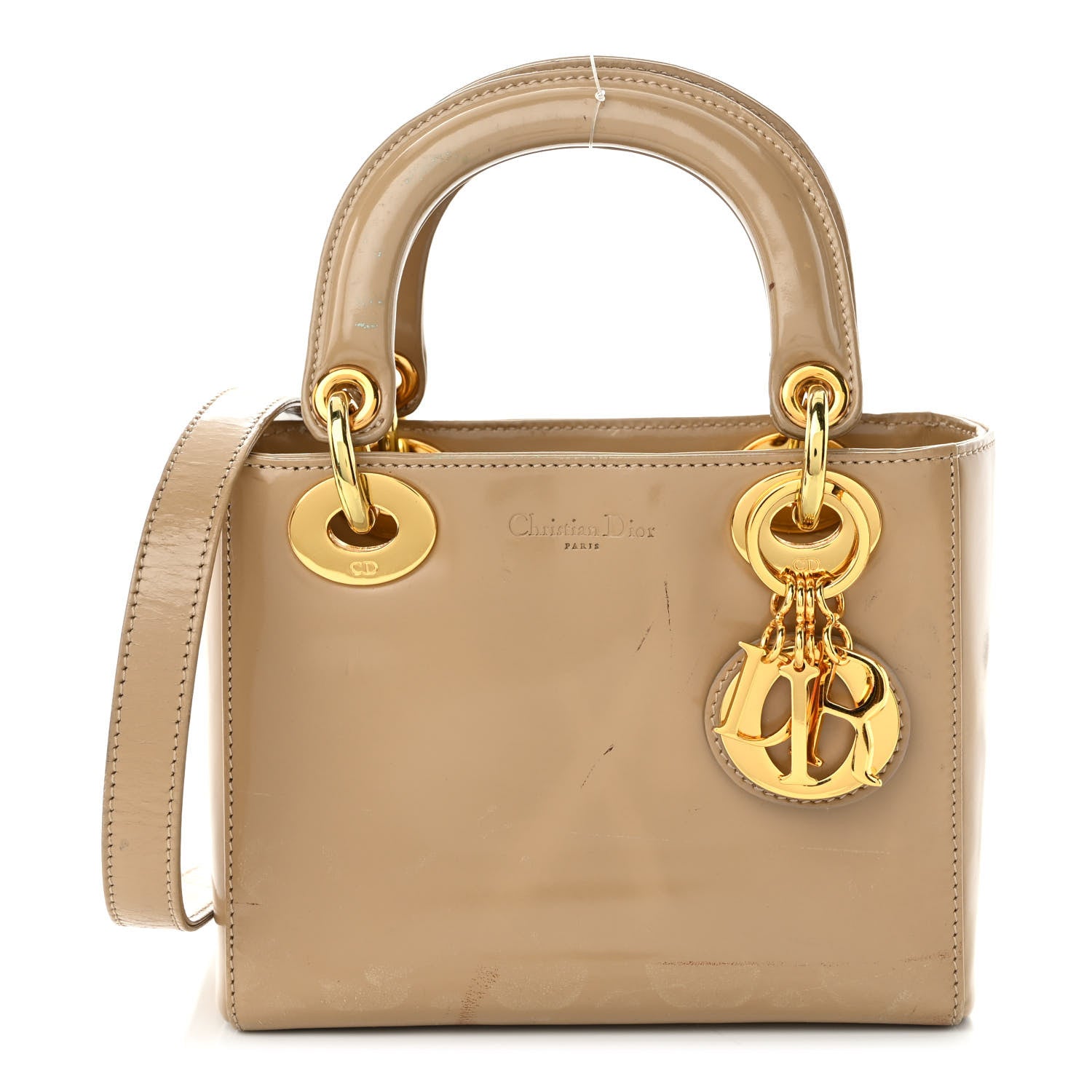 Christian Dior Patent Mini Lady Dior Beige 1 of 10