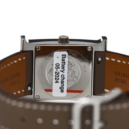 Hermes Stainless Steel Swift 21mm Heure H Hour Quartz Watch Etoupe 4 of 5